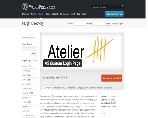 Atelier A5 custom login page